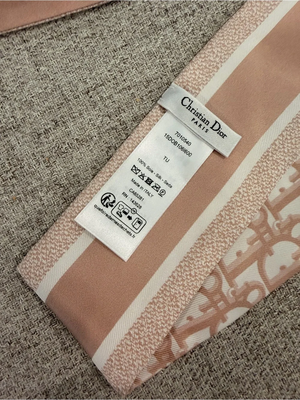 Dior Pink Silk ‘Mitzah’ Scarf